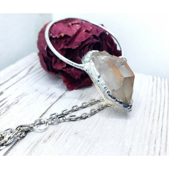 Quartz Statement Crystal Necklace Handmade Boho Jewelry - Picture 7 of 12